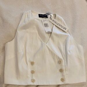 MINKPINK Women's Cream Buttoned Vest Top